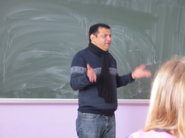 A classroom of young students during an interactive session